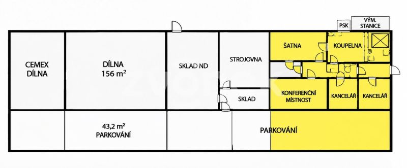 Pronájem komerčního areálu cca 1 920 m² s administrativním zázemím – Otrokovice
