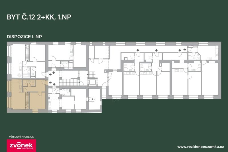 Prodej nového bytu 2+kk 61,8 m², s galerií 13,7 m², Vsetín