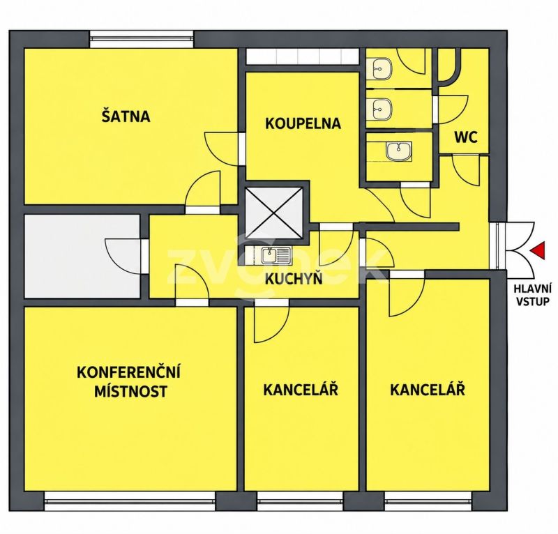 Pronájem administrativních prostor cca 134 m² s parkováním – Otrokovice