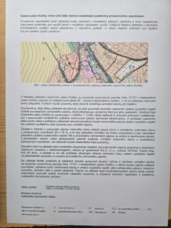 Prodej stavebního pozemku 1 282 m², Košíky