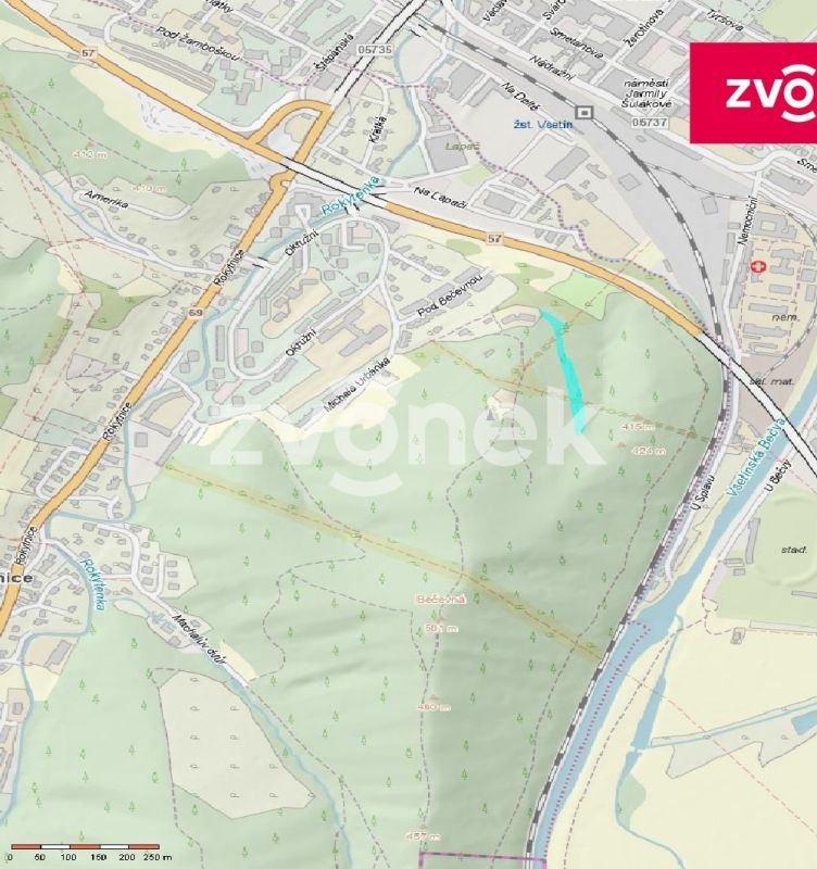Prodej lesa 4 429 m², Vsetín - Rokytnice