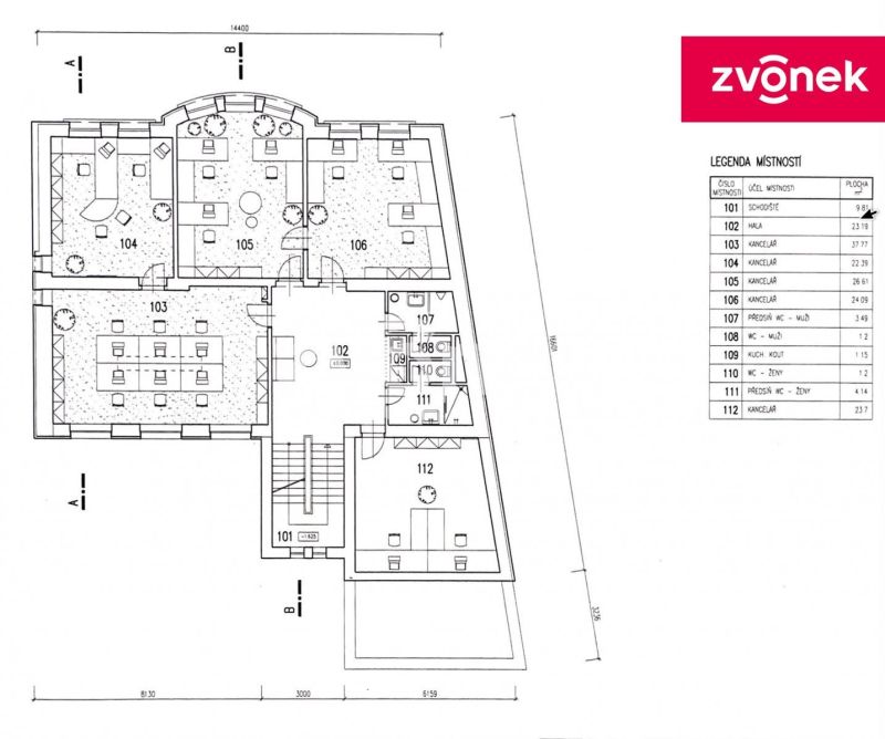 Pronájem kanceláře 460 m², Zlín