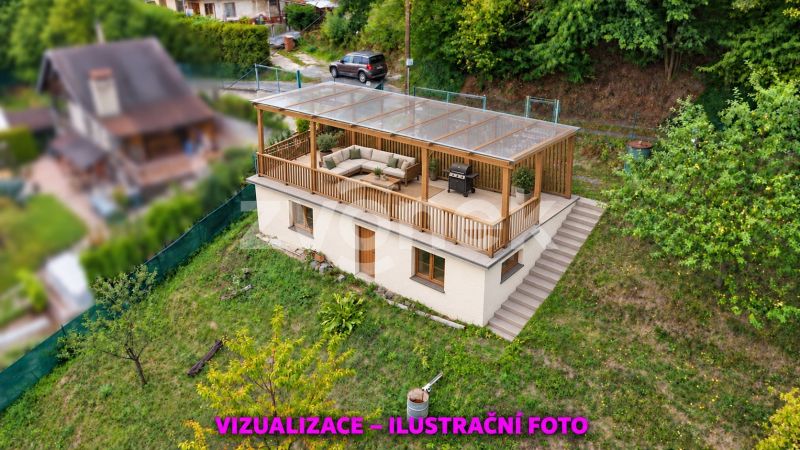 Domek k dokončení s možností rozšíření, pozemkem přes 1 000 m² a nádherným výhledem – Jaroslavice u Zlína
