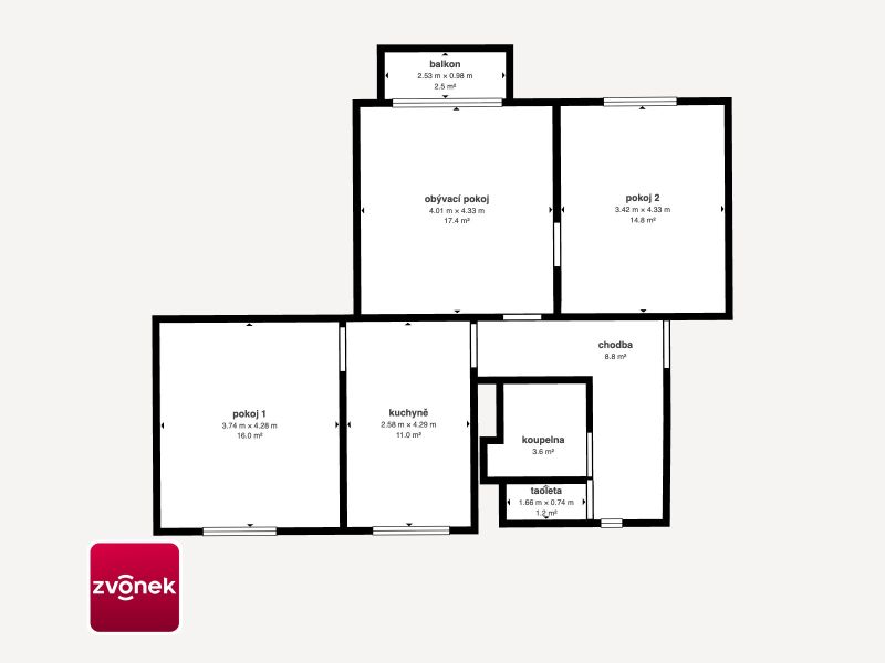 Prodej bytu 3+1 78 m², Napajedla