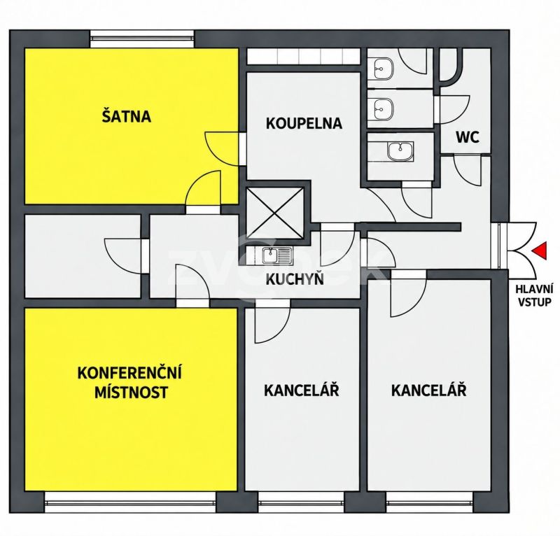 Pronájem kancelářských prostor 57 m² s parkováním – Otrokovice