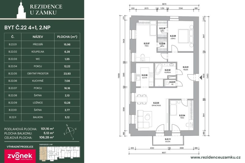 Prodej nového bytu 4+1 109 m², Vsetín