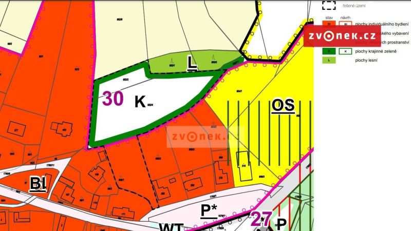 Prodej stavebního pozemku 6 443 m², Březůvky