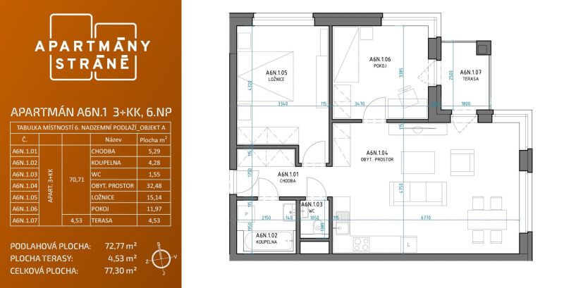 Pronájem bytu 3+kk 73 m², Zlín