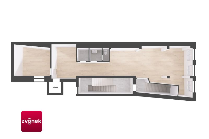 Pronájem nebytových prostor 108 m² + až 4x parkovací stání, ulice Rašínova, Zlín