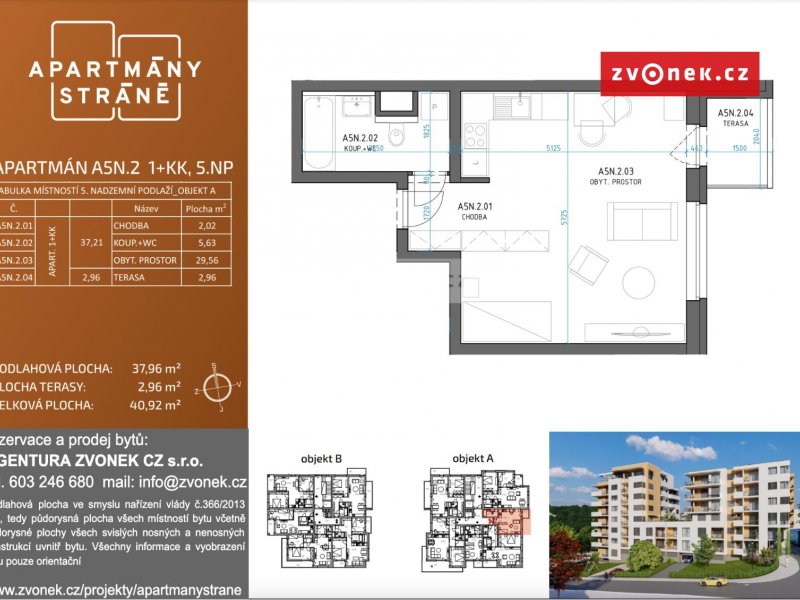 Byt 1+kk APARTMÁNY STRÁNĚ, 5.NP