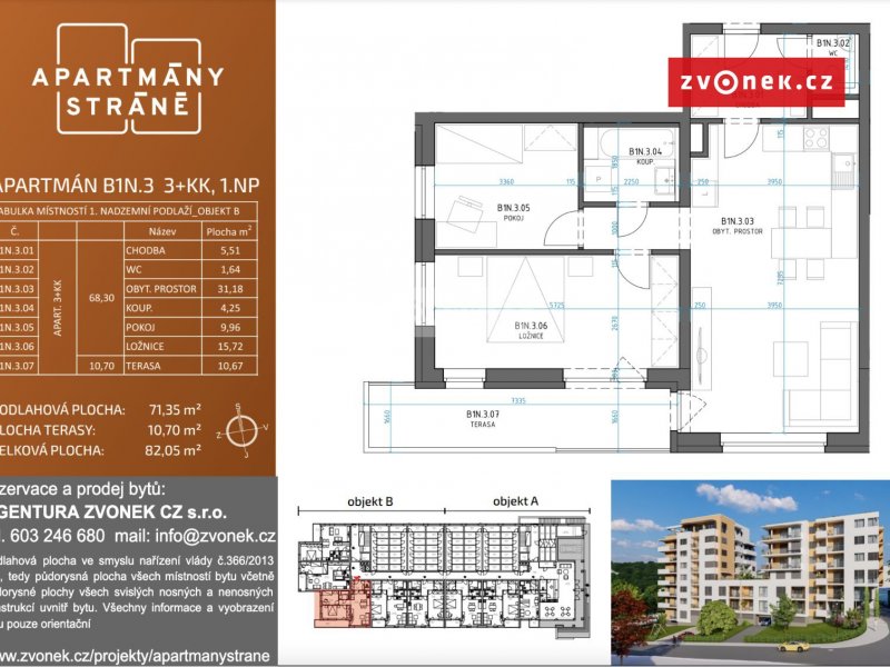 Byt 3+kk APARTMÁNY STRÁNĚ, 1.NP
