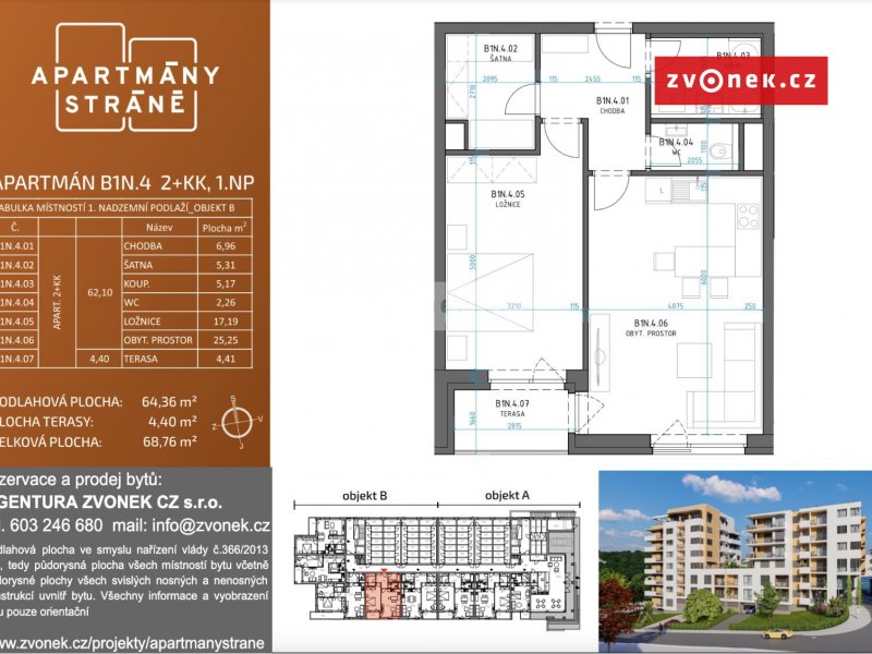 Byt 2+kk APARTMÁNY STRÁNĚ, 1.NP