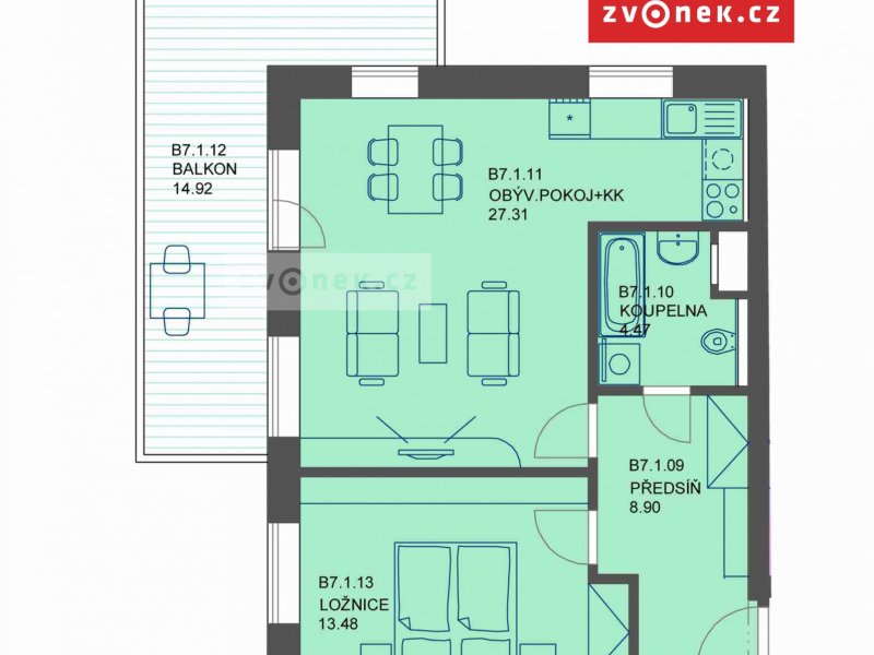 Pronájem novostavby bytu 2+kk ve Štěpnicích vedle nemocnice.