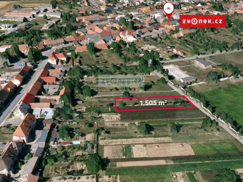 Pozemek Radslavice, 1505m2