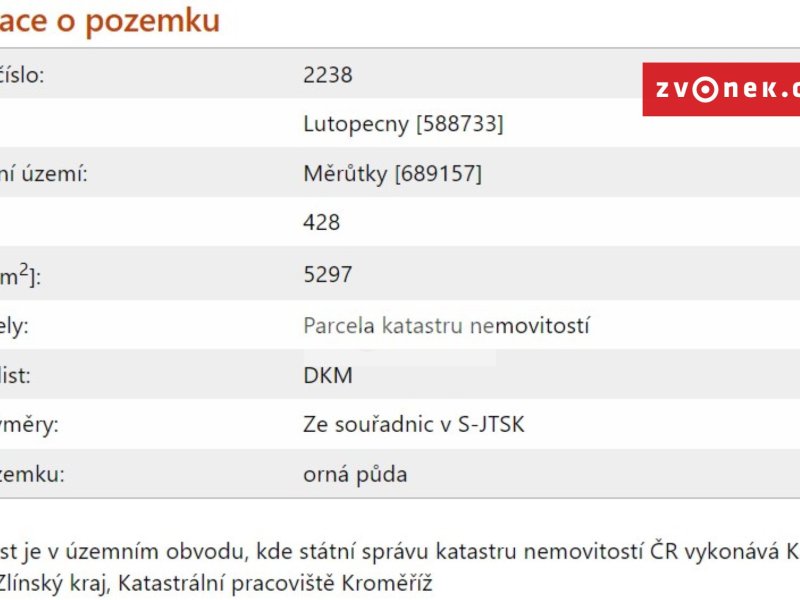 Prodej stavebního pozemku, 10.993 m2, Lutopecny - Měrůtky