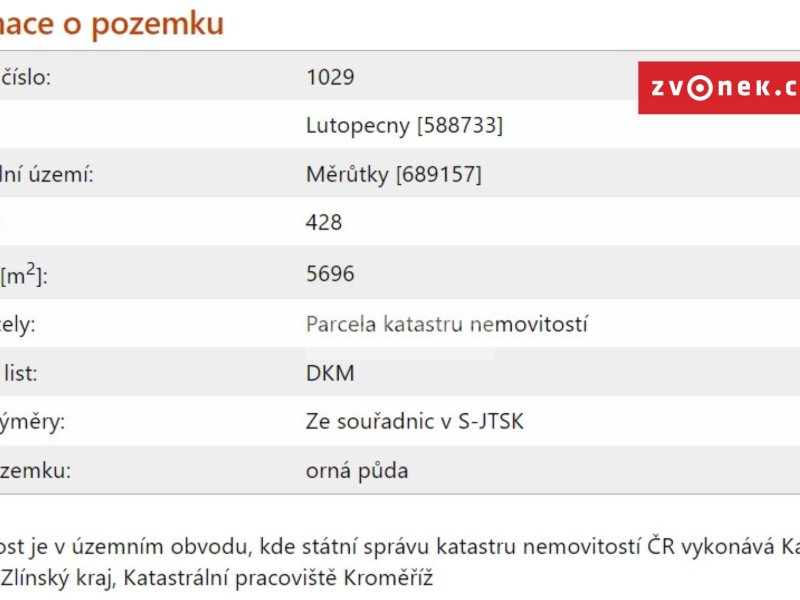 Prodej stavebního pozemku, 10.993 m2, Lutopecny - Měrůtky