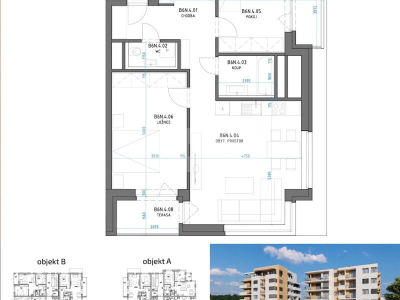 Novostavba bytu 3+kk v projektu Byty Stráně, Zlín