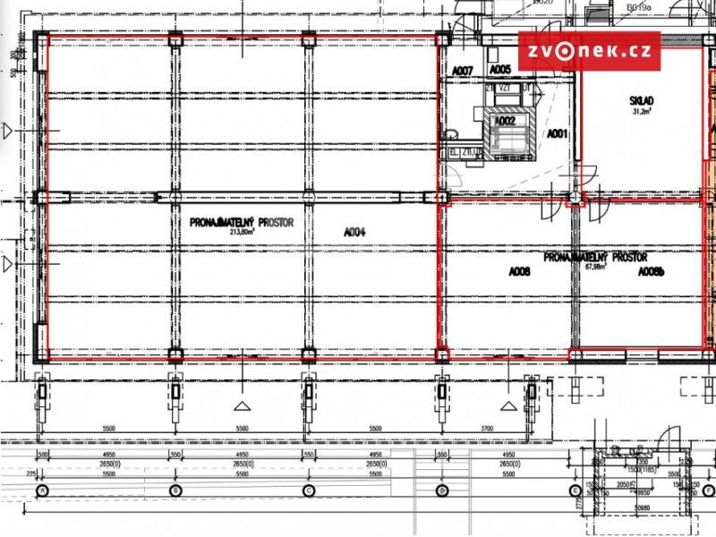 Pronájem obchodních prostor v budově OKO ve Zlíně, 100 m2, 210 m2 nebo 245 m2