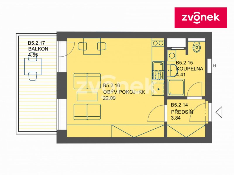 Pronájem novostavby bytu 1+kk ve Štěpnicích ul. Zahrádky.