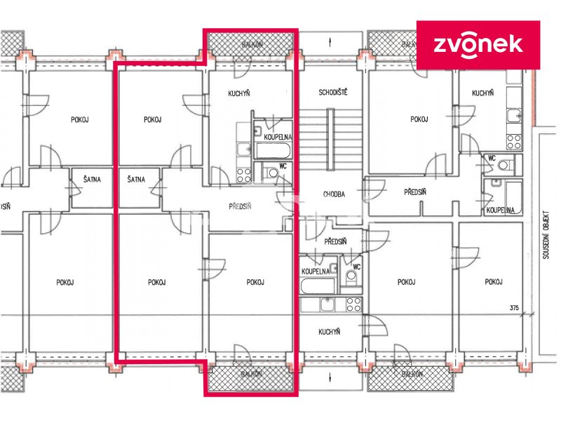 3+1 Zlín - Zarámí, skvělá investice v centru města, 97 m2, 2 balkony