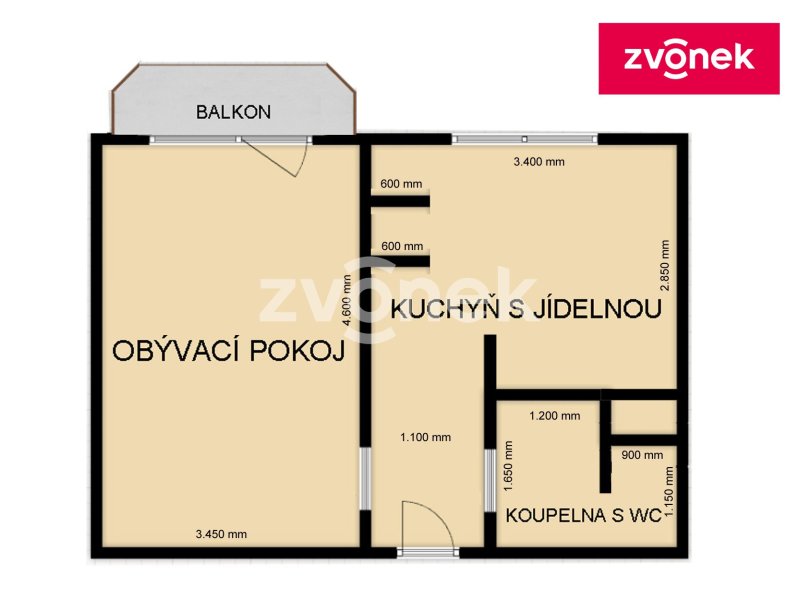 Pronájem bytu 1+1 po rekonstrukci v Bojkovicích.