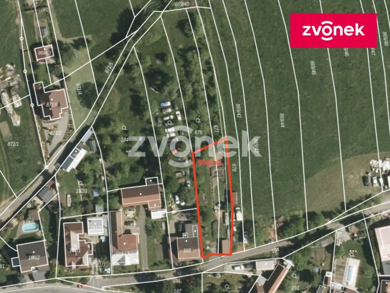 Pozemek k výstavbě 798m2, Veselá u Zlína