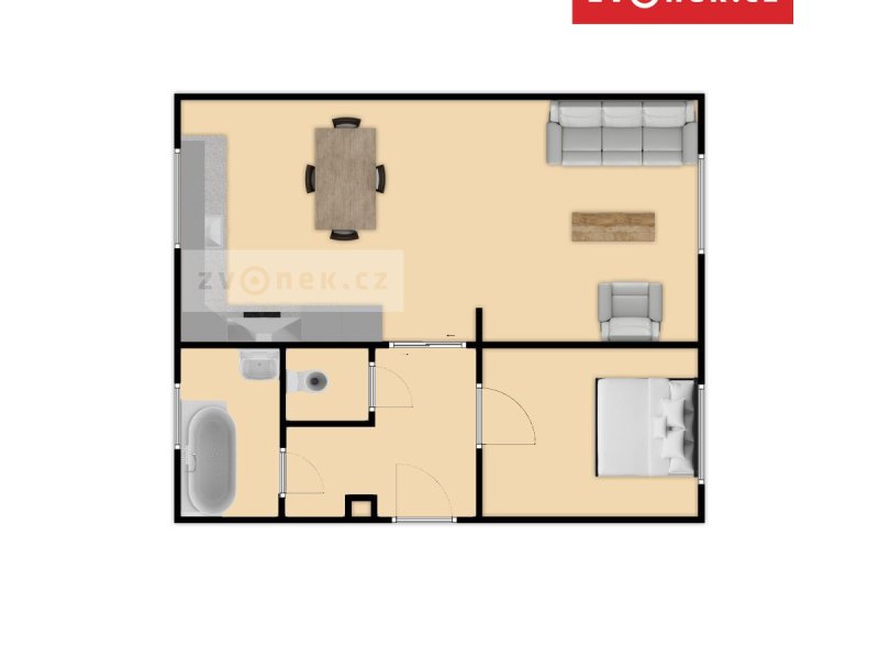 2+1 zděný byt, centrum Zlína - vhodný i pro studenty