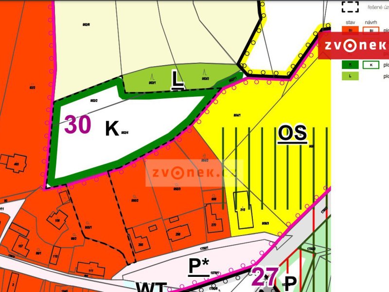 Dva stavební pozemky v Březůvkách – rozumná velikost 530 m², výhled, skvělá dostupnost do Zlína !
