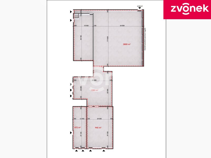 Pronájem výrobní haly 945 m², Holešov