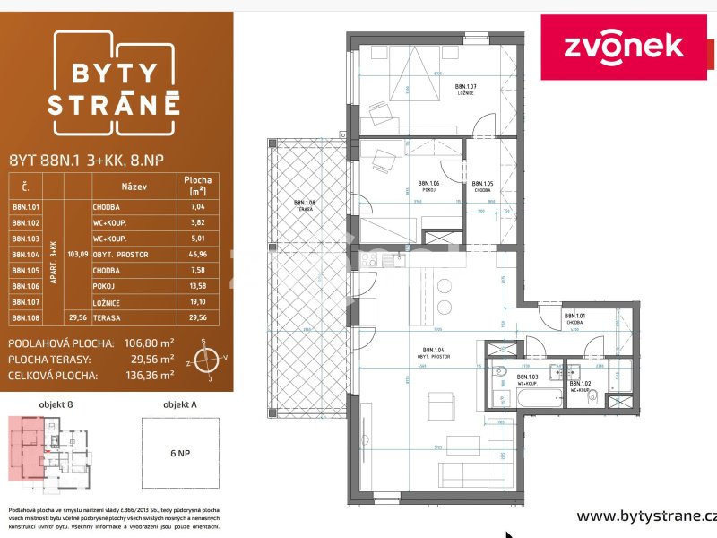 Exkluzivní byt 3+kk s terasou a nádherným výhledem