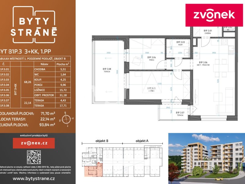 Byt 3+kk Zlín - Nad Stráněmi