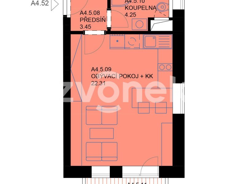 Pronájem novostavby bytu 1+kk na Zahrádkách.