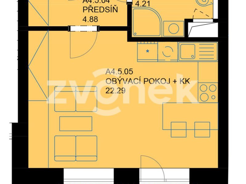 Pronájem bytu 1+kk na Zahrádkách.