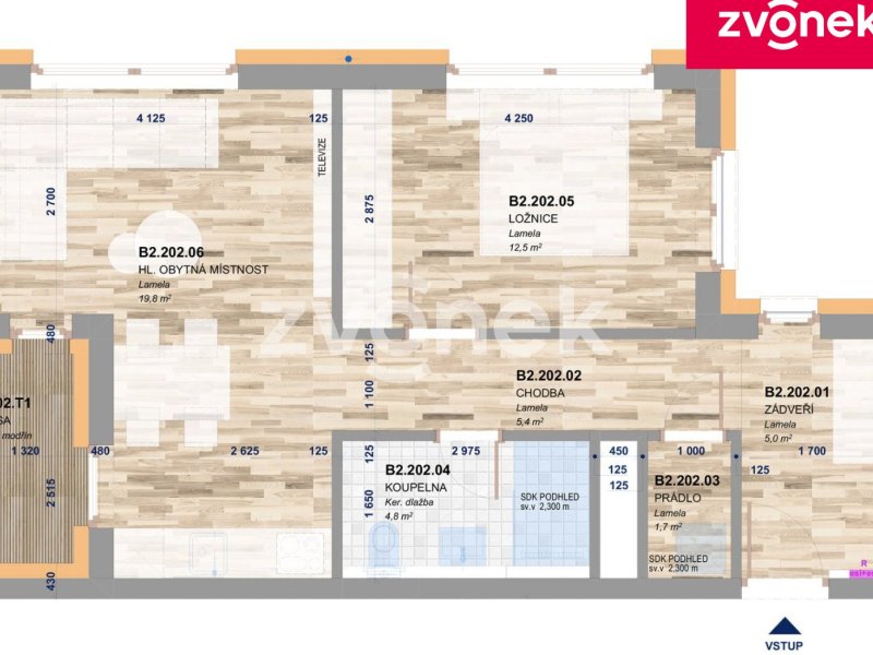 Nový byt 2+kk s parkovacím stáním, Zlín - Smetanova