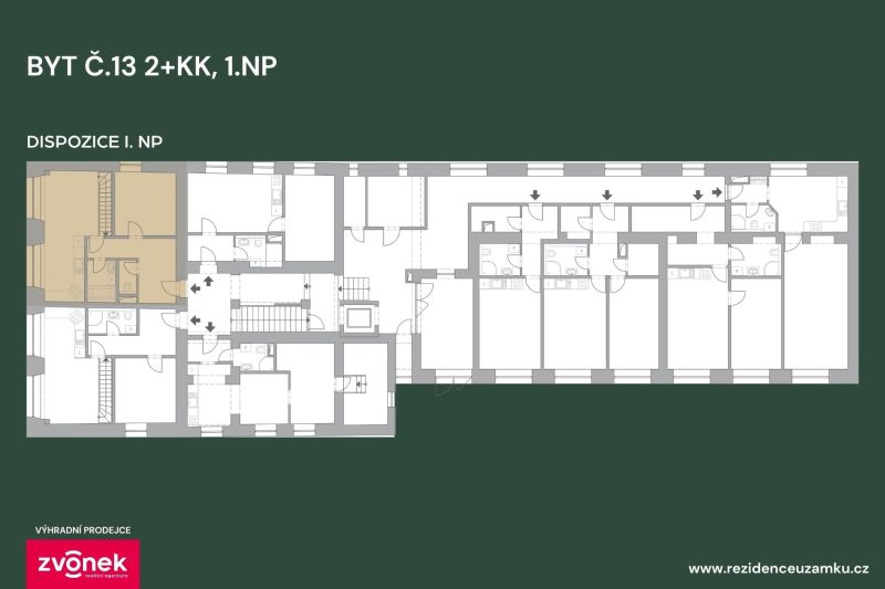 Prodej nového bytu 2+kk 75 m², s galerií 19,1 m² Vsetín