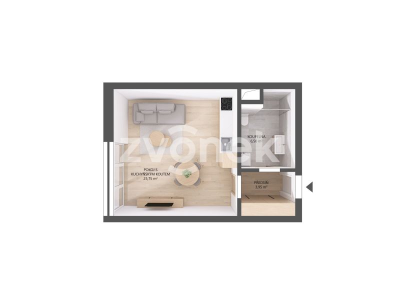 Pronájem bytu 1+kk 34 m², Otrokovice