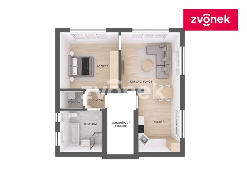 Pronájem bytu 2+1 75 m², Zlín - Kostelec
