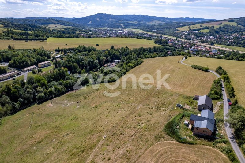 Prodej stavebního pozemku Jablůnce s projektem na stavbu roubenky, 1 055 m2
