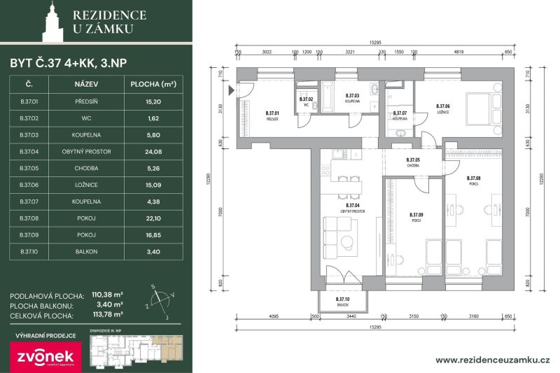 Prodej nového bytu 4+kk 121 m², Vsetín