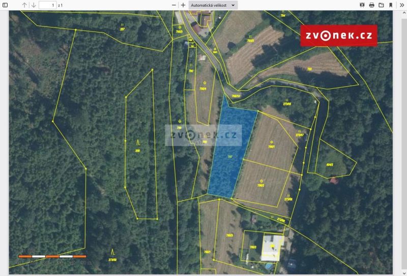 Prodej stavebního pozemku 1 579 m², Bystřička