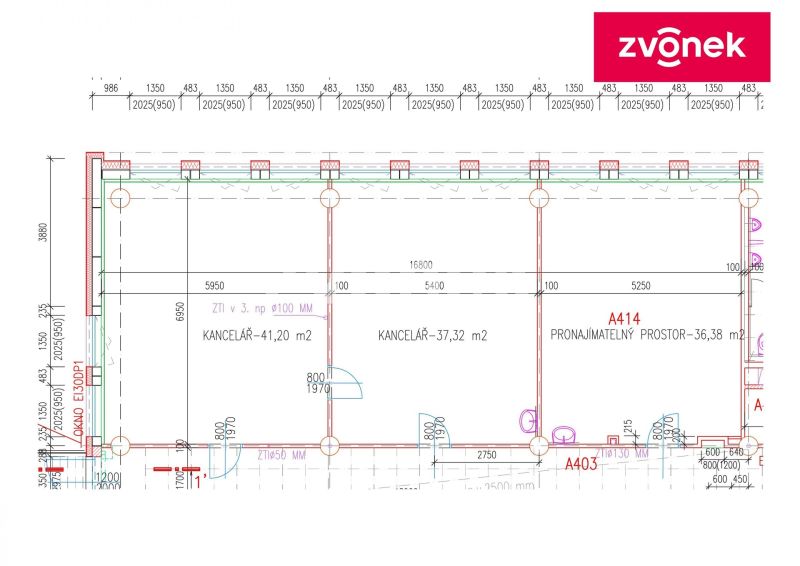 Pronájem kanceláře 36 m², Zlín