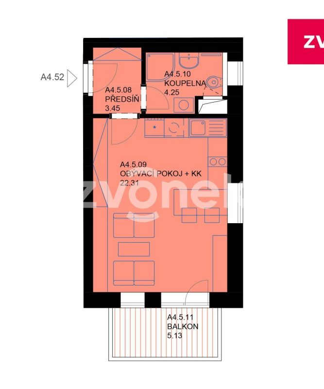 Pronájem nového bytu 1+kk 30 m², Uherské Hradiště