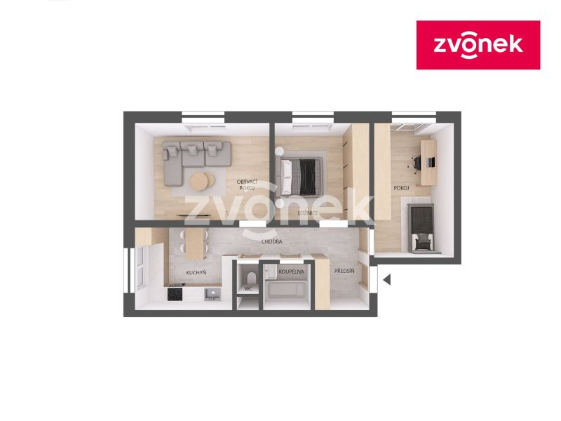 Prodej bytu 3+1 75 m², Zlín
